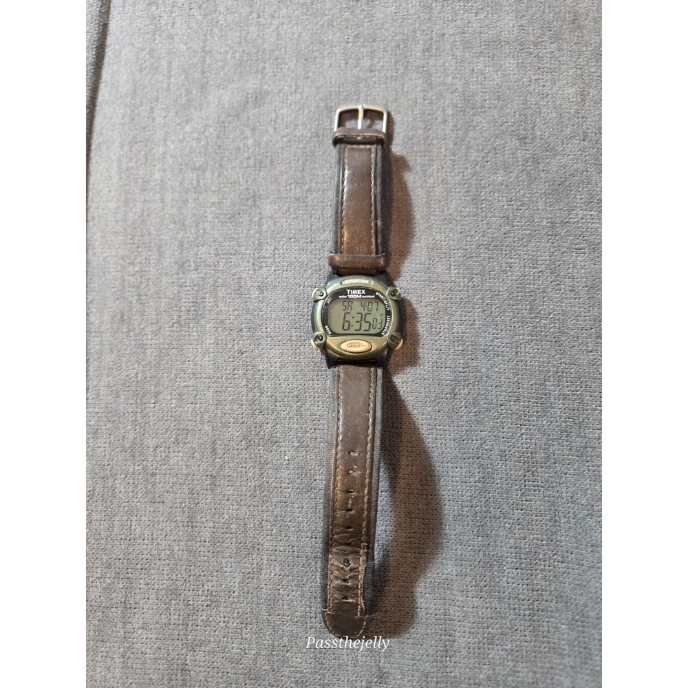 Timex Expedition Watch Mens 39mm Green Dial Digital Outdoors New Battery